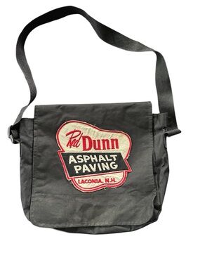 Vintage Look Black Canvas Crossbody Bag with Asphalt Paving Patch